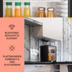 MKS-12 Minibar 24 Liter Klasse E Schwarz Glas 0dB -Klarstein 10005439 DE 0003 usp