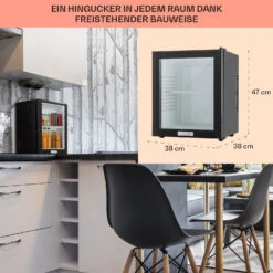 MKS-12 Minibar 24 Liter Klasse E Schwarz Glas 0dB -Klarstein 10005439 DE 0006 usp