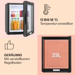MKS-12 Minibar 24 Liter Klasse E Schwarz Glas 0dB -Klarstein 10005439 de 0004 usp