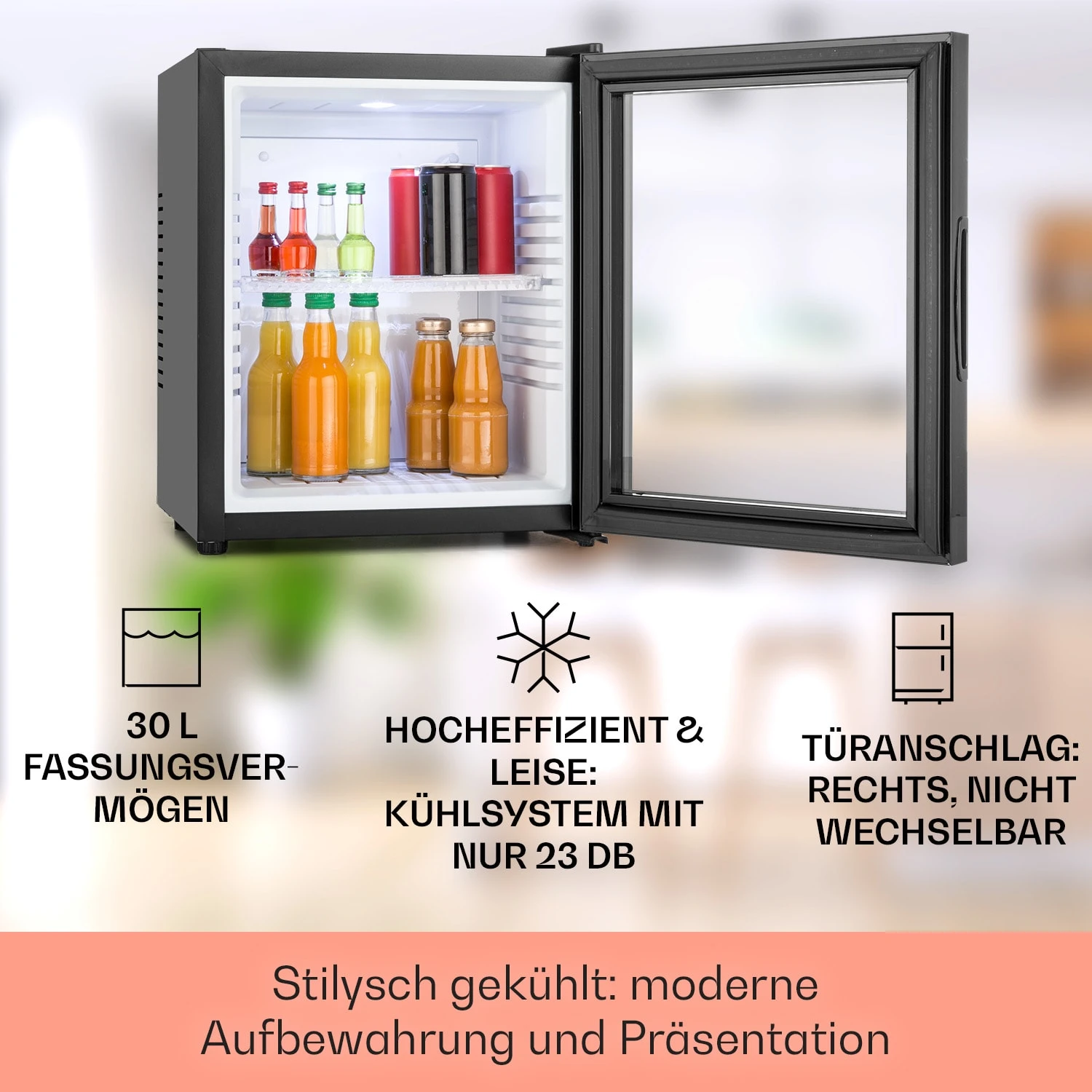 MKS-13 Minibar Mini-Kühlschrank 3 Temperaturen 30L 23 DB Glastür 4 MKS-13 Minibar Mini-Kühlschrank 3 Temperaturen 30L 23 DB Glastür – Bild 2