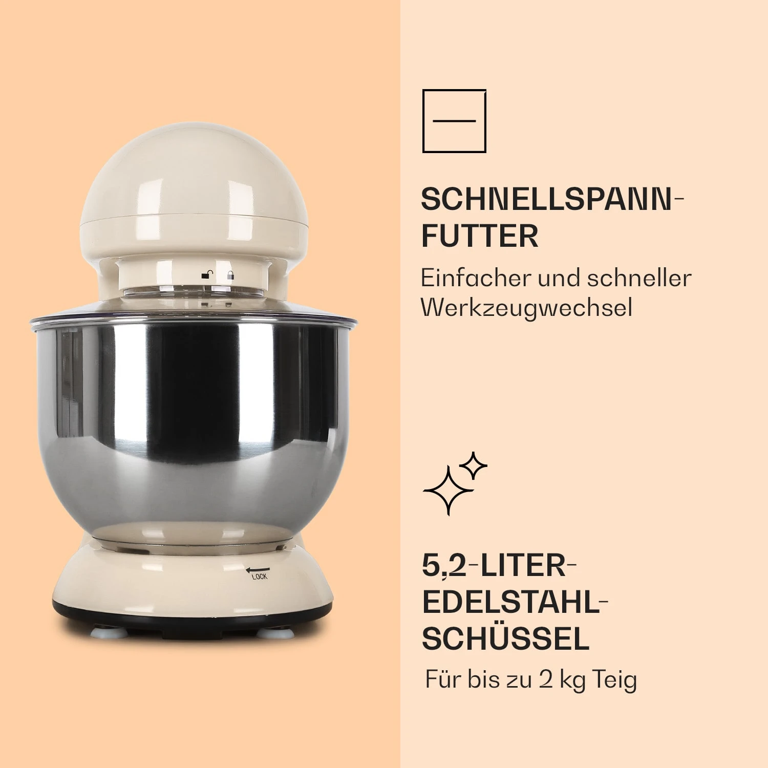 Bella Küchenmaschine 2000 W / 2,7 PS 5 Ltr Edelstahl BPA-frei 7 Bella Küchenmaschine 2000 W / 2,7 PS 5 Ltr Edelstahl BPA-frei – Bild 5