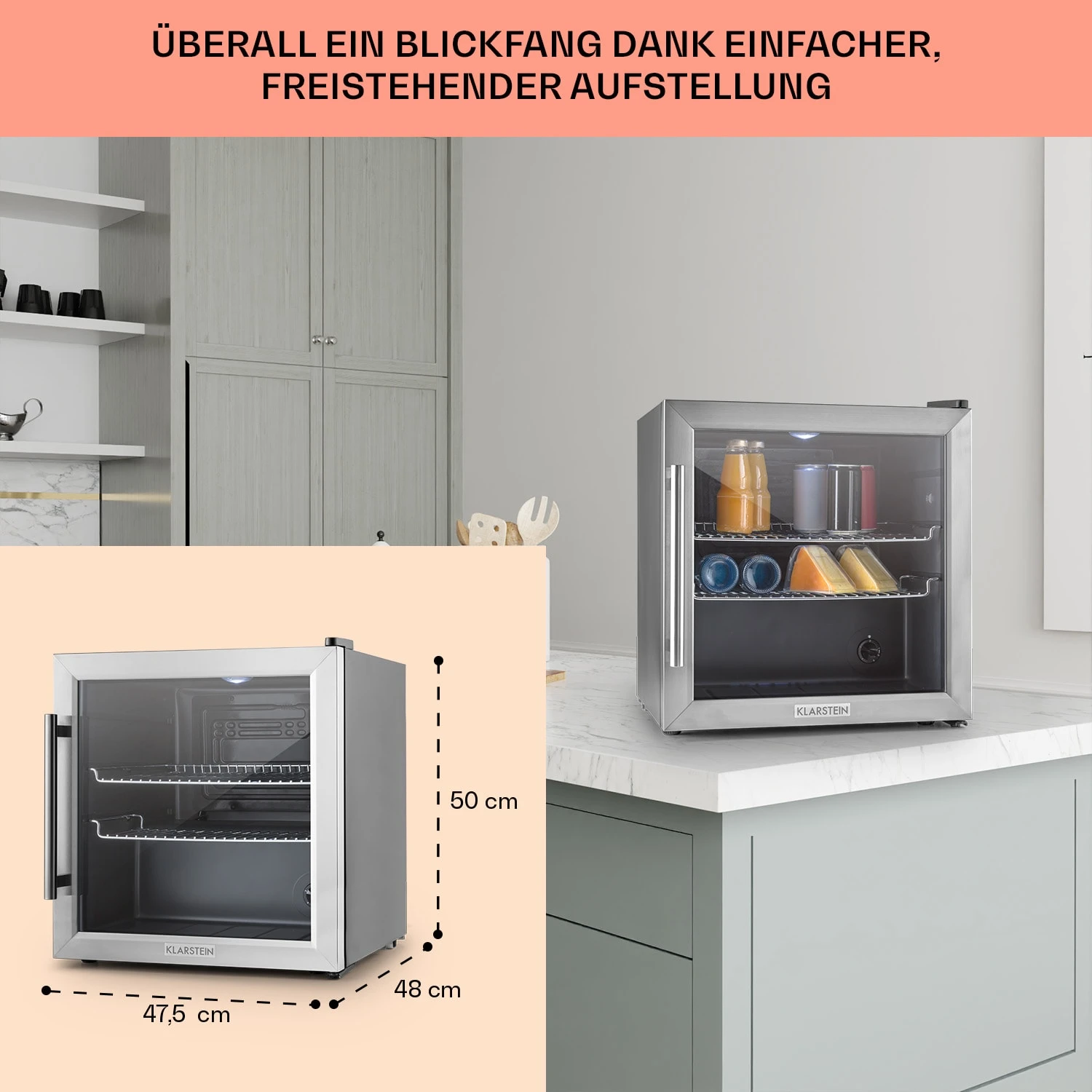Beersafe L Kühlschrank 47 Liter 2 Böden Panoramaglastür Edelstahl 8 Beersafe L Kühlschrank 47 Liter 2 Böden Panoramaglastür Edelstahl – Bild 6