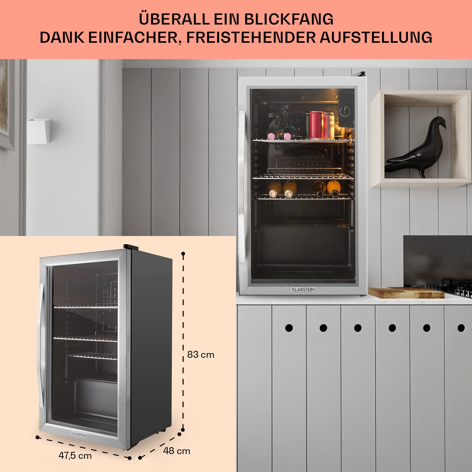 Beersafe XXL Kühlschrank 80 Liter 3 Böden Panoramaglastür Edelstahl 8 Beersafe XXL Kühlschrank 80 Liter 3 Böden Panoramaglastür Edelstahl – Bild 6