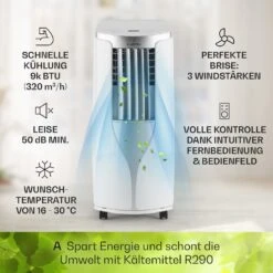 New Breeze 9 Mobile Klimaanlage 4-in-1 9.000 BTU / 2,6 KW Mobil Timer -Klarstein 10029704 de 0003 usp