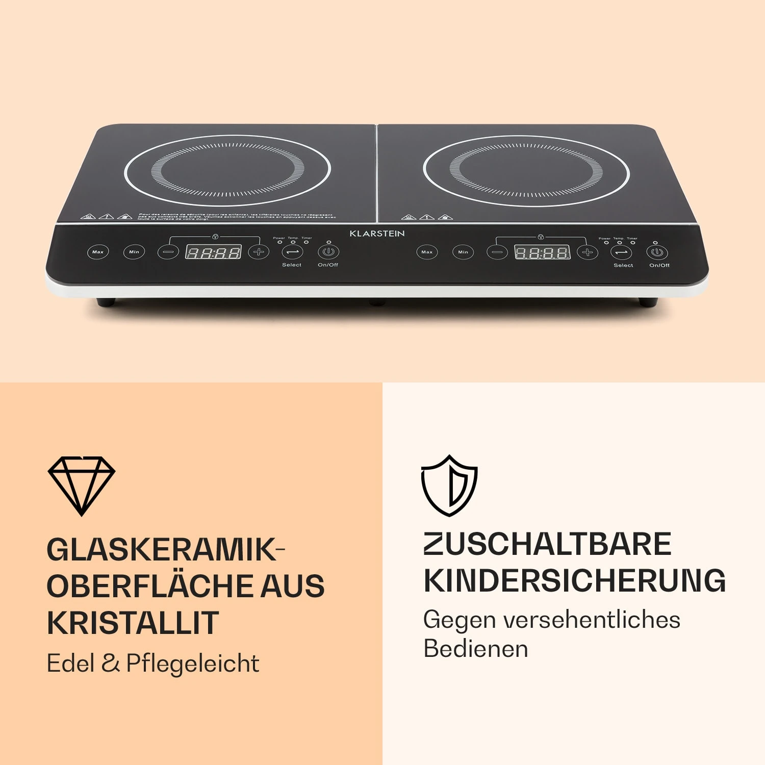 VariCook Slim Doppel-Induktionskochplatte 3500 W Timer 240° C Touch 4 VariCook Slim Doppel-Induktionskochplatte 3500 W Timer 240° C Touch – Bild 2