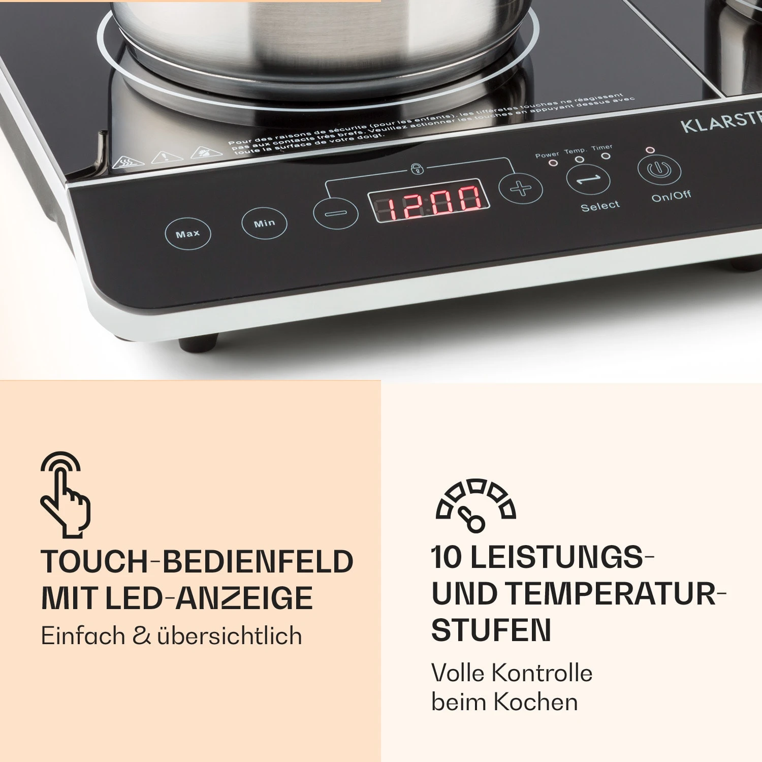 VariCook Slim Doppel-Induktionskochplatte 3500 W Timer 240° C Touch 6 VariCook Slim Doppel-Induktionskochplatte 3500 W Timer 240° C Touch – Bild 4