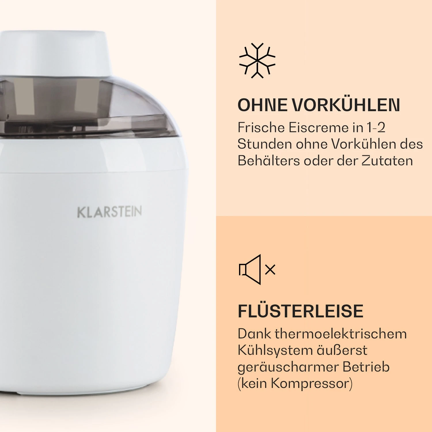 Schneeflöckchen Eiscremebereiter Thermoelektrisch 700ml Leise Weiß 5 Schneeflöckchen Eiscremebereiter Thermoelektrisch 700ml Leise Weiß – Bild 3