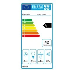 Sabia Dunstabzugshaube Sicherheitsglas Kopffrei 60cm Wandanbau Schwarz -Klarstein 10031680 energy label