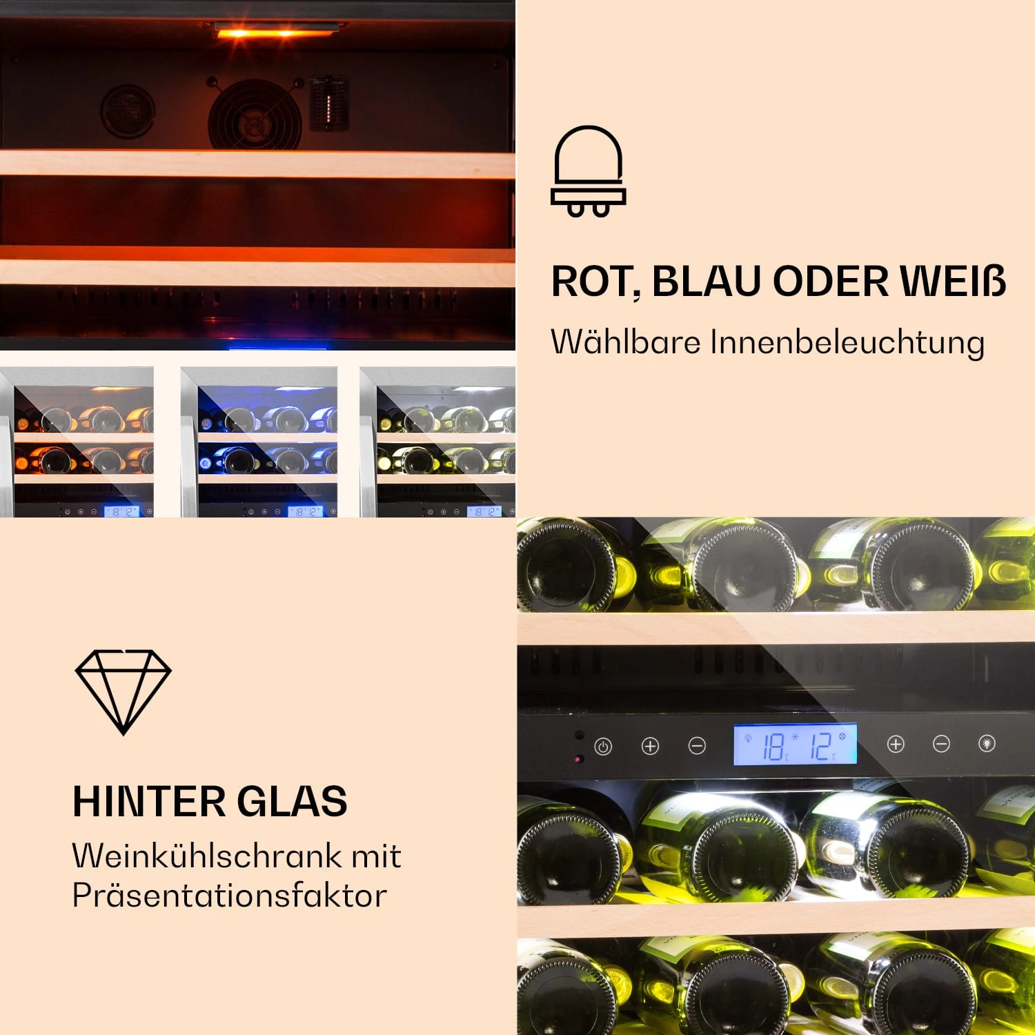 Vinovilla 43 Built-In Duo Weinkühlschrank 2 Zonen 129l 43 Fl Glastür 5 Vinovilla 43 Built-In Duo Weinkühlschrank 2 Zonen 129l 43 Fl Glastür – Bild 3