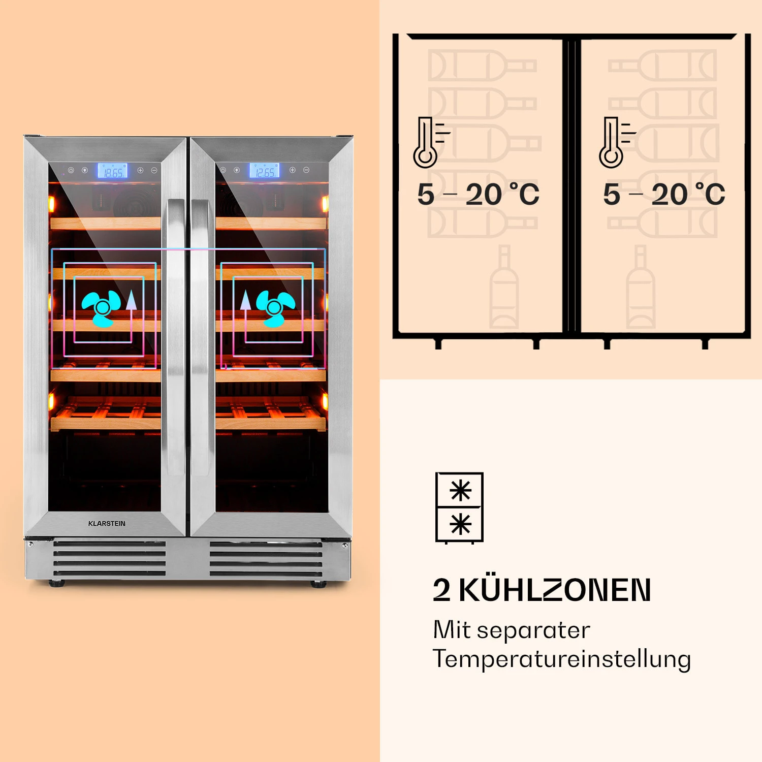 Vinovilla 42 Twin Built-In Duo Weinkühlschrank 2 Zonen 126l 42 Fl Glas 6 Vinovilla 42 Twin Built-In Duo Weinkühlschrank 2 Zonen 126l 42 Fl Glas – Bild 4