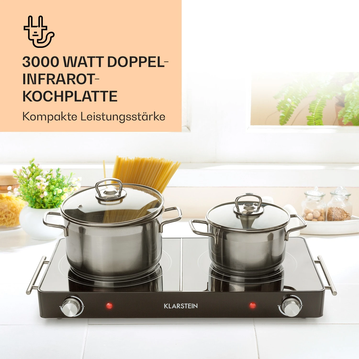 VariCook Duo Kochplatte 3000W Edelstahlgehäuse Tragegriffe 4 VariCook Duo Kochplatte 3000W Edelstahlgehäuse Tragegriffe – Bild 2