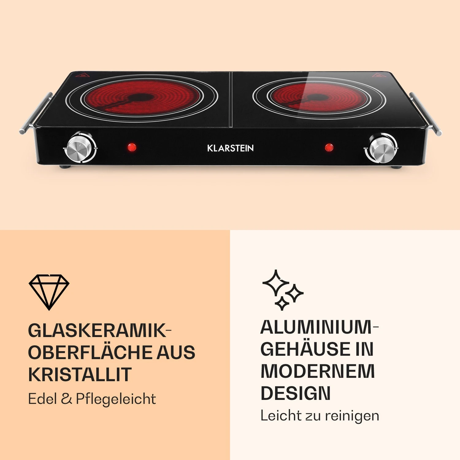 VariCook Duo Kochplatte 3000W Edelstahlgehäuse Tragegriffe 5 VariCook Duo Kochplatte 3000W Edelstahlgehäuse Tragegriffe – Bild 3