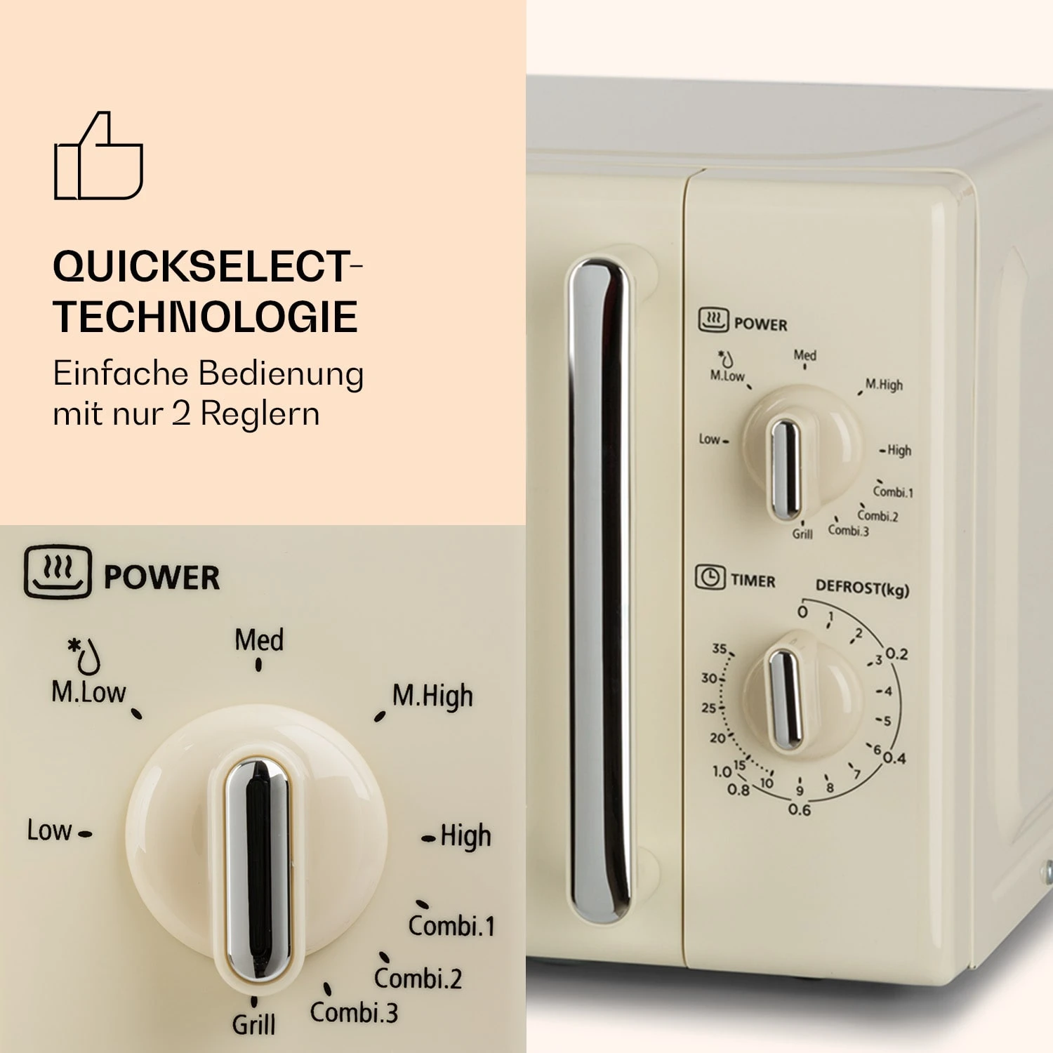 Caroline Mikrowellen-Grill 20 Ltr 700 W / 1000 W Ø 25,5cm Retro 6 Caroline Mikrowellen-Grill 20 Ltr 700 W / 1000 W Ø 25,5cm Retro – Bild 4