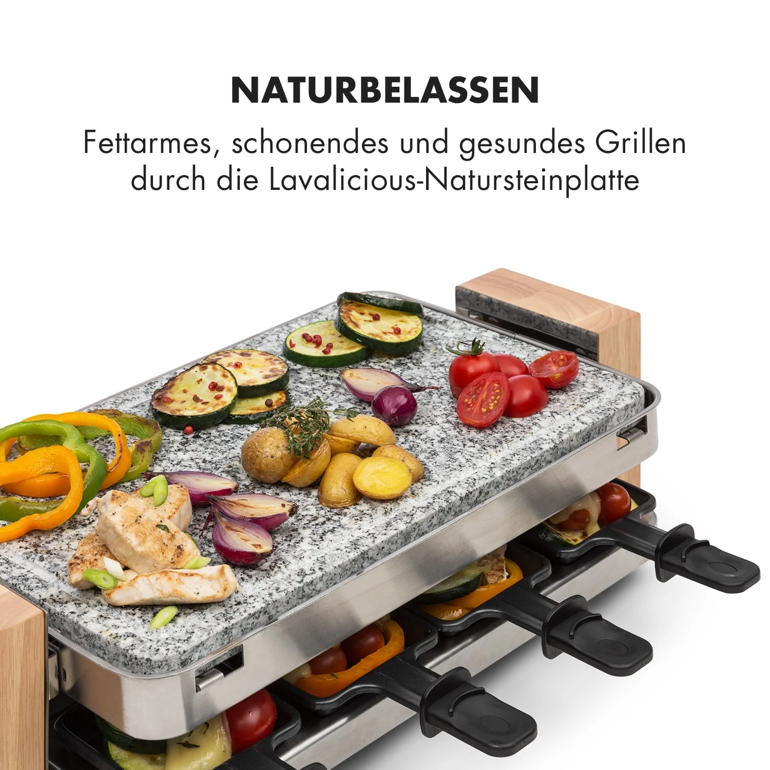 Prime-Rib Raclettegrill 8 Pers. 1500 W Natursteinplatte Edelstahl Holz 5 Prime-Rib Raclettegrill 8 Pers. 1500 W Natursteinplatte Edelstahl Holz – Bild 3