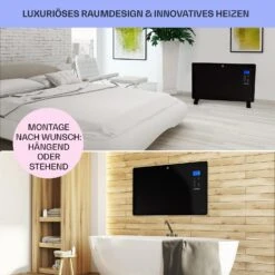 Norderney Konvektions-Heizgerät Thermostat Timer 2000W 30m² Schwarz -Klarstein 10032789 de 0007 usp