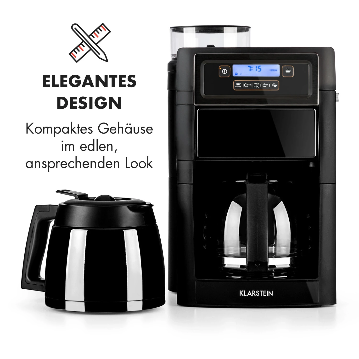 Aromatica II Set Kaffeemaschine, Mahlwerk, 1,25 L, Schwarz 5 Aromatica II Set Kaffeemaschine, Mahlwerk, 1,25 L, Schwarz – Bild 3