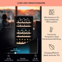 Barossa 40 Duo Weinkühlschrank 2 Zonen 41 Flaschen Glastür Touch LED -Klarstein 10032924 de 0004 usp
