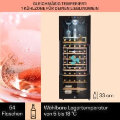 Barossa 54 Uno Weinkühlschrank 155 L 54 Flaschen Glastür Touch LED 12 Barossa 54 Uno Weinkühlschrank 155 L 54 Flaschen Glastür Touch LED -Klarstein 10032925 de 0003 usp