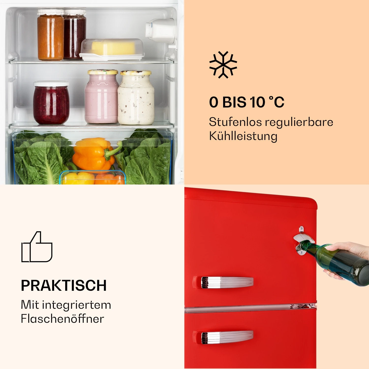 Irene Kühl- & Gefrierkombination 85 Liter Retro-Design 5 Irene Kühl- & Gefrierkombination 85 Liter Retro-Design – Bild 3