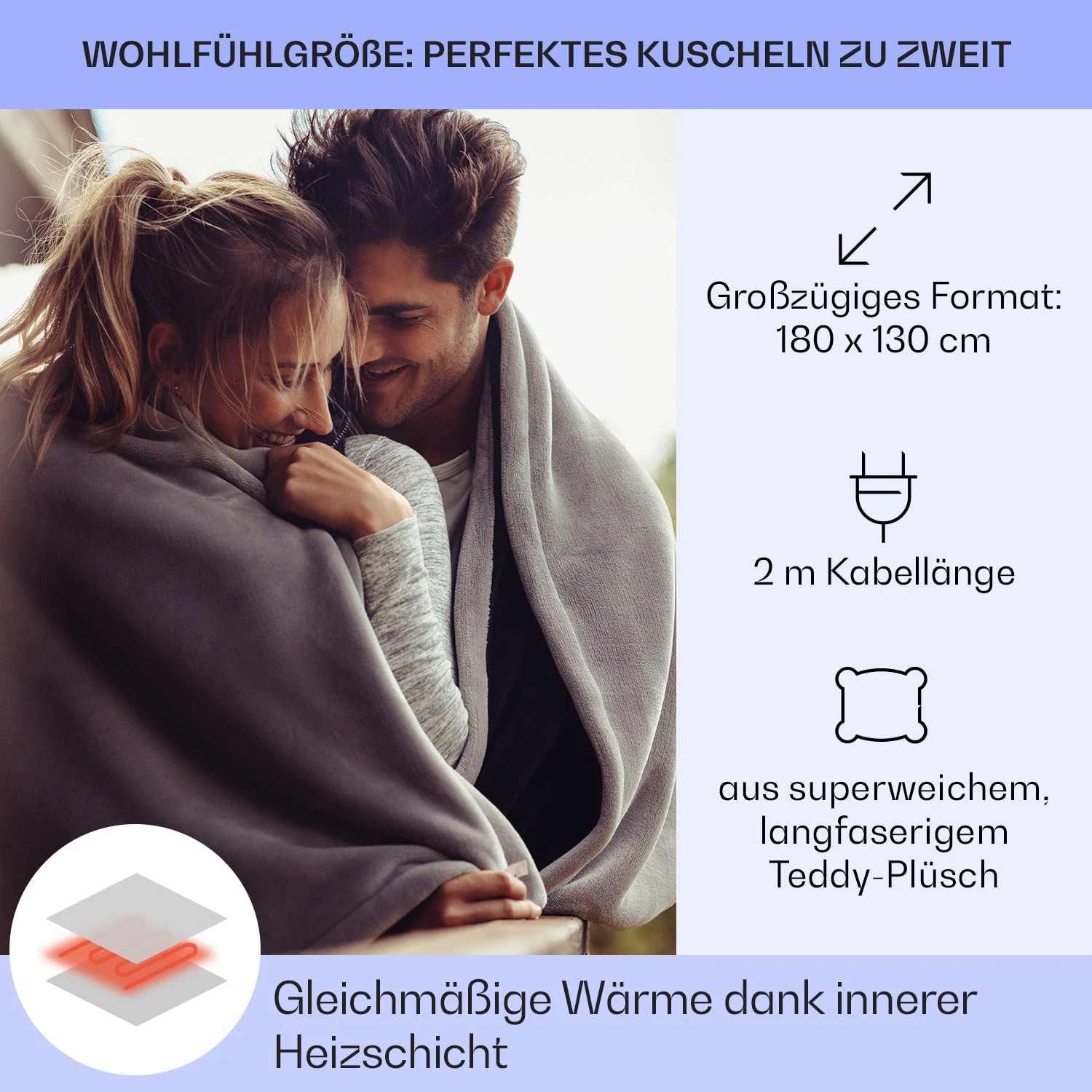 Dr. Watson SuperSoft Heizdecke 120 W 180 X 130 Cm Teddy-Plüsch 7 Dr. Watson SuperSoft Heizdecke 120 W 180 X 130 Cm Teddy-Plüsch – Bild 5