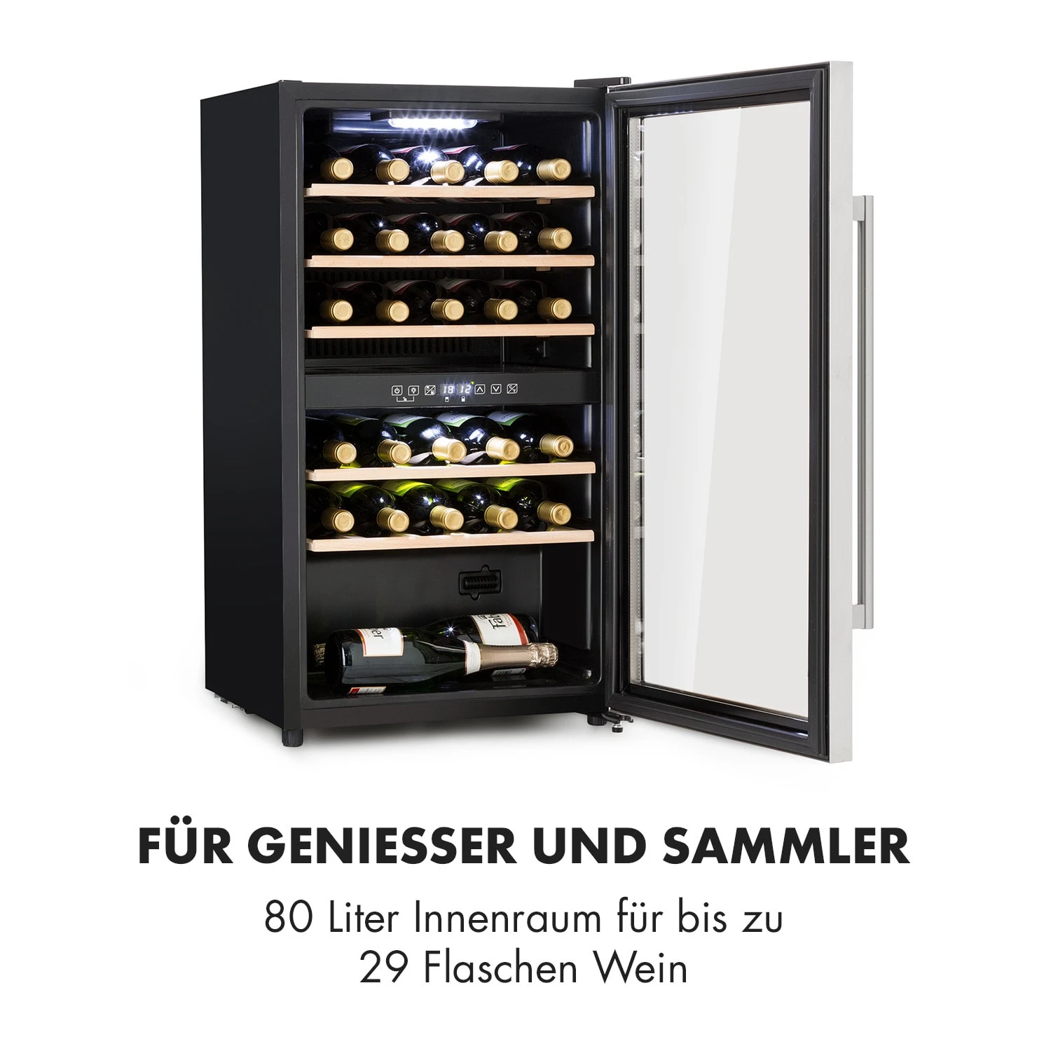 Vinamour 29 Duo Weinkühlschrank 2 Zonen 80L/29 Flaschen 5-22°C Touch 5 Vinamour 29 Duo Weinkühlschrank 2 Zonen 80L/29 Flaschen 5-22°C Touch – Bild 3