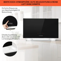 Kronleuchter L Inselabzugshaube 60cm Abluft: 590m³/h LED Touch Glas 14 Kronleuchter L Inselabzugshaube 60cm Abluft: 590m³/h LED Touch Glas -Klarstein 10033106 de 0004 usp