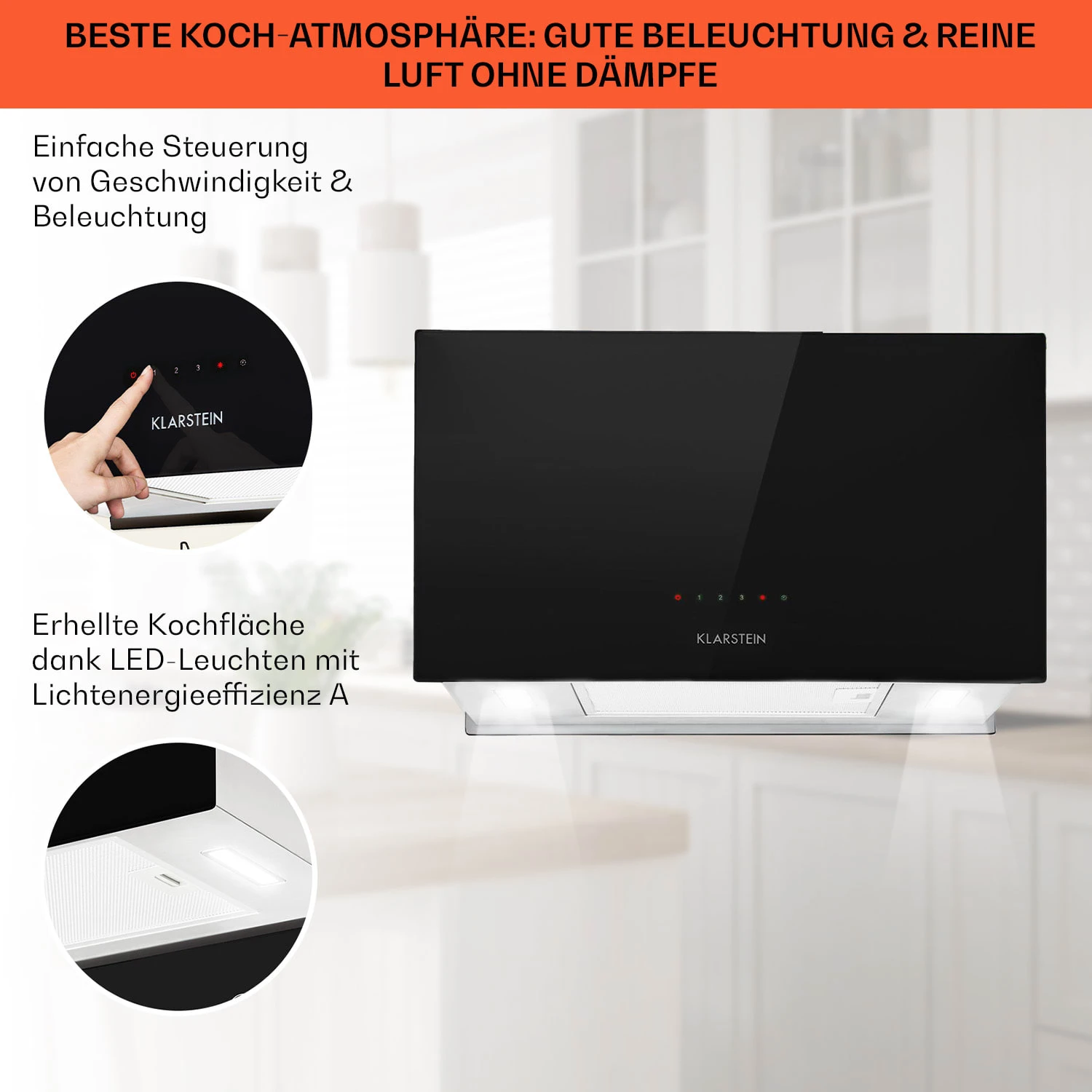Kronleuchter L Inselabzugshaube 60cm Abluft: 590m³/h LED Touch Glas 6 Kronleuchter L Inselabzugshaube 60cm Abluft: 590m³/h LED Touch Glas – Bild 4