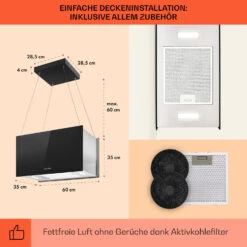 Kronleuchter L Inselabzugshaube 60cm Abluft: 590m³/h LED Touch Glas 15 Kronleuchter L Inselabzugshaube 60cm Abluft: 590m³/h LED Touch Glas -Klarstein 10033106 de 0005 usp