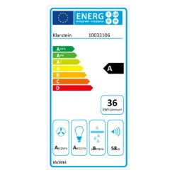 Kronleuchter L Inselabzugshaube 60cm Abluft: 590m³/h LED Touch Glas 19 Kronleuchter L Inselabzugshaube 60cm Abluft: 590m³/h LED Touch Glas -Klarstein 10033106 energy label