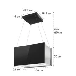 Kronleuchter L Inselabzugshaube 60cm Abluft: 590m³/h LED Touch Glas 18 Kronleuchter L Inselabzugshaube 60cm Abluft: 590m³/h LED Touch Glas -Klarstein 10033106 yy 0011 dimensions