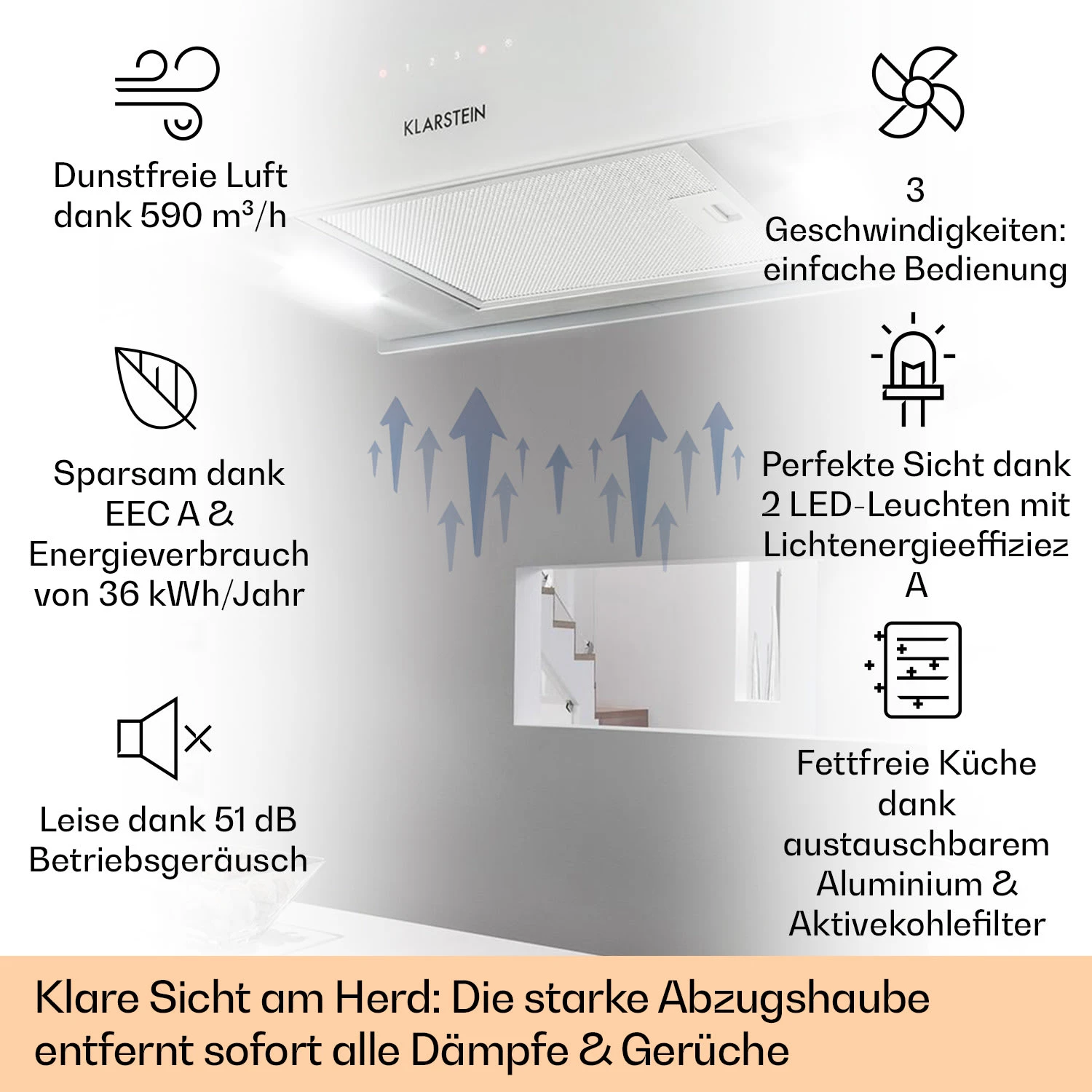 Kronleuchter L Inselabzugshaube 60cm Abluft: 590m³/h LED Touch Glas Weiß 3 Kronleuchter L Inselabzugshaube 60cm Abluft: 590m³/h LED Touch Glas Weiß – Bild 2