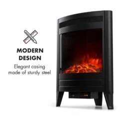 Vienna Elektrischer Eckkamin 1900W Wochentimer Fernbedienung -Klarstein 10033112 yy 0006 logo Electric Fireplace With log LED flame