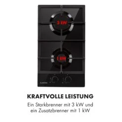 Ignito Domino Gaskochfeld 2-flammig Sabaf-Brenner Glaskeramik Schwarz -Klarstein 10033131 de 0006 logo