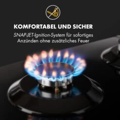 Ignito 4 Zonen Gaskochfeld 4-flammig Sabaf-Brenner Glaskeramik Schwarz 15 Ignito 4 Zonen Gaskochfeld 4-flammig Sabaf-Brenner Glaskeramik Schwarz -Klarstein 10033132 de 0005 logo