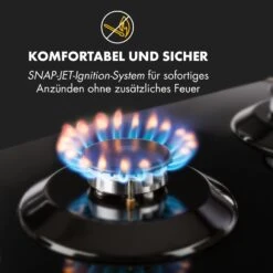 Ignito 5 Zonen Gaskochfeld 5-flammig Sabaf-Brenner Glaskeramik Schwarz 16 Ignito 5 Zonen Gaskochfeld 5-flammig Sabaf-Brenner Glaskeramik Schwarz -Klarstein 10033133 de 0006 logo