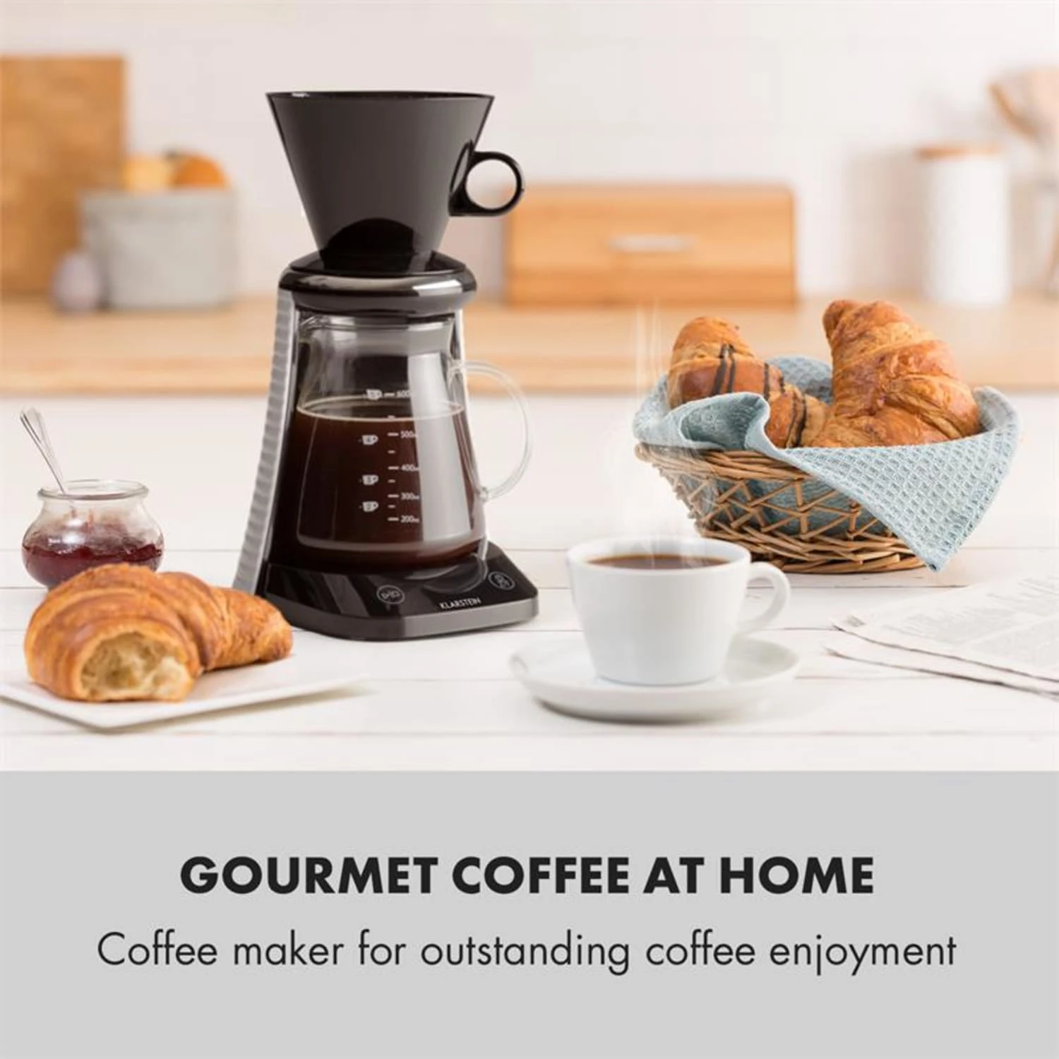 Craft Coffee Waage Timer Glaskanne Filteraufsatz 600ml Schwarz/weiß – Bild 2