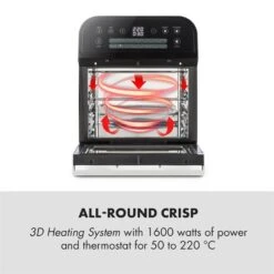 AeroVital Cube Heißluftfritteuse 1600W 12l Timer 16 Programme Schwarz -Klarstein 10033248 yy 0003 logo Klarstein AeroVital Cube Heissluftfritteuse schwarz reedit