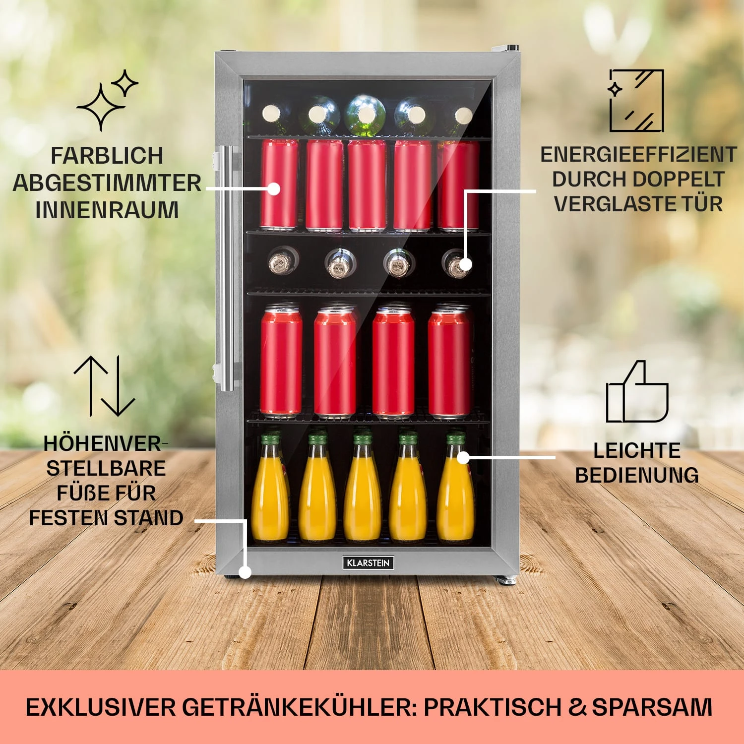 Beersafe 3XL Kühlschrank 98 Liter 4 Böden Panoramaglastür Edelstahl 7 Beersafe 3XL Kühlschrank 98 Liter 4 Böden Panoramaglastür Edelstahl – Bild 5