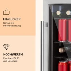 Beersafe 3XL Kühlschrank 98 Liter 4 Böden Panoramaglastür Edelstahl 11 Beersafe 3XL Kühlschrank 98 Liter 4 Böden Panoramaglastür Edelstahl -Klarstein 10033347 de 0003 logo