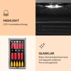 Beersafe 3XL Kühlschrank 98 Liter 4 Böden Panoramaglastür Edelstahl 12 Beersafe 3XL Kühlschrank 98 Liter 4 Böden Panoramaglastür Edelstahl -Klarstein 10033347 de 0004 logo