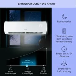 Windwaker Eco Split-Klimaanlage 9.000 BTU/2,7 KW Luftdurchsatz 610 M³/h Max. A++ 13 Windwaker Eco Split-Klimaanlage 9.000 BTU/2,7 KW Luftdurchsatz 610 M³/h Max. A++ -Klarstein 10033600 de 0004 usp