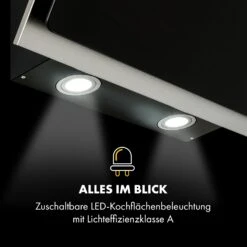 Alessia Dunstabzugshaube Kopffreihaube 350 M³/h Push Control Schwarz -Klarstein 10033697 de 0007 logo
