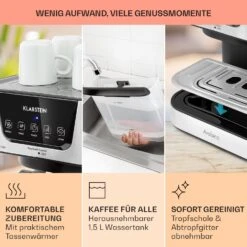 Arabica Espressomaschine 1050W 15 Bar 1,5l Touch-Bedienfeld Edelstahl 15 Arabica Espressomaschine 1050W 15 Bar 1,5l Touch-Bedienfeld Edelstahl -Klarstein 10033729 de 0006 usp