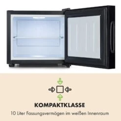 Frosty Mini-Kühlschrank EEC A Spiegelglastür 10 Liter Schwarz 16 Frosty Mini-Kühlschrank EEC A Spiegelglastür 10 Liter Schwarz -Klarstein 10033836 de 0005 logo