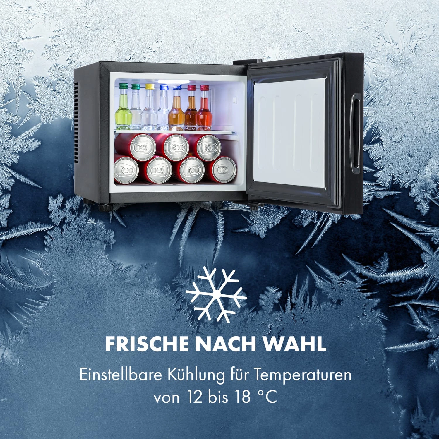 Frosty Mini-Kühlschrank EEC A Spiegelglastür 10 Liter Schwarz 10 Frosty Mini-Kühlschrank EEC A Spiegelglastür 10 Liter Schwarz – Bild 8