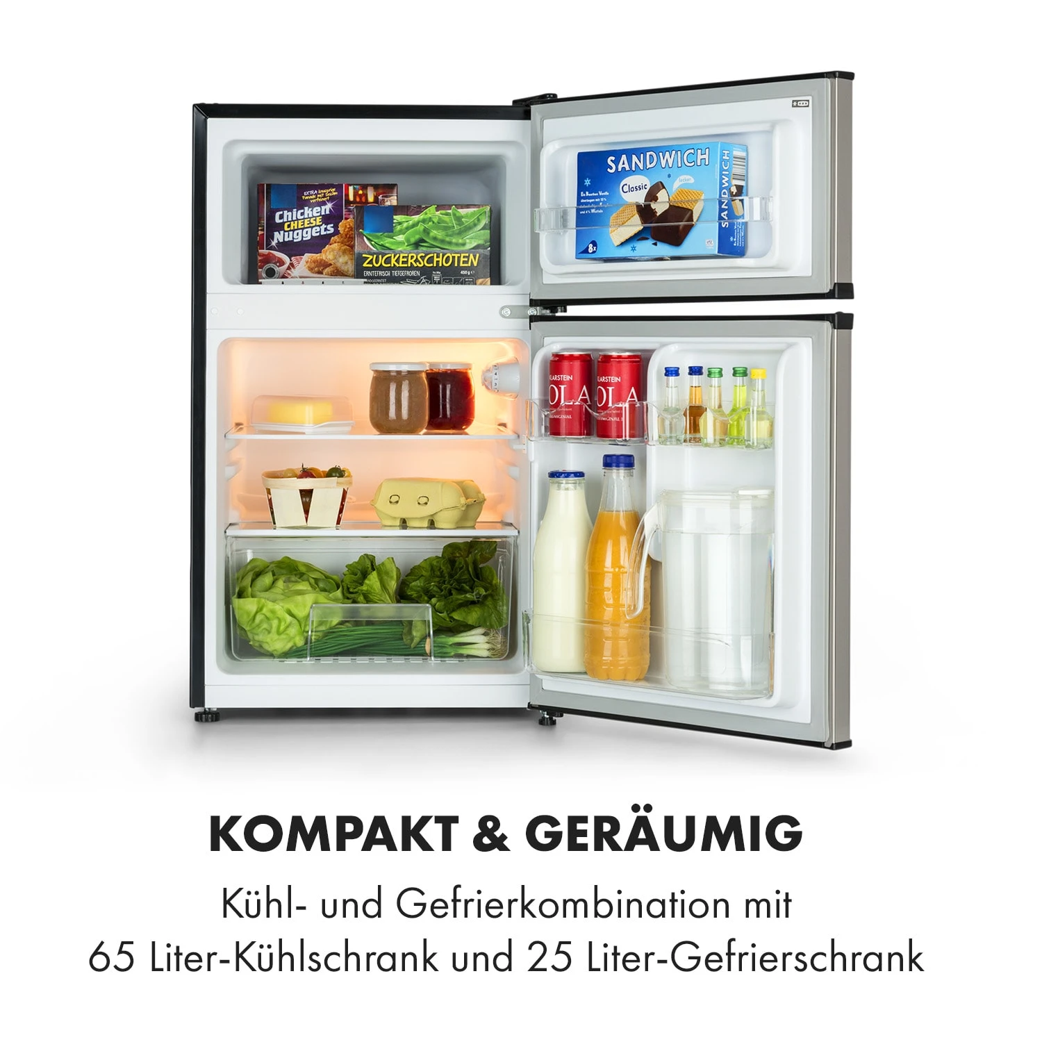 Big Daddy Cool Kühl-Gefrierkombination 61/25 Liter 2 Ebenen Edelstahl 5 Big Daddy Cool Kühl-Gefrierkombination 61/25 Liter 2 Ebenen Edelstahl – Bild 3