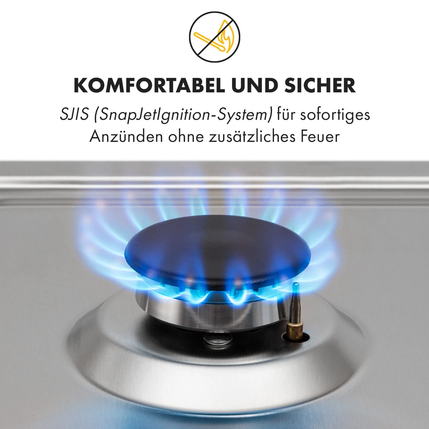 Ignito 4 Zonen Gaskochfeld 4-flammig Sabaf-Brenner Edelstahl Silber 7 Ignito 4 Zonen Gaskochfeld 4-flammig Sabaf-Brenner Edelstahl Silber – Bild 5