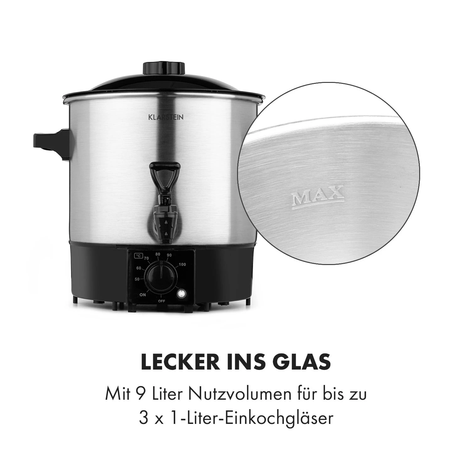 Biggie Eco Einkochautomat & Getränkespender 1000W 30-100°C Zapfhahn 9l 9 Biggie Eco Einkochautomat & Getränkespender 1000W 30-100°C Zapfhahn 9l – Bild 7