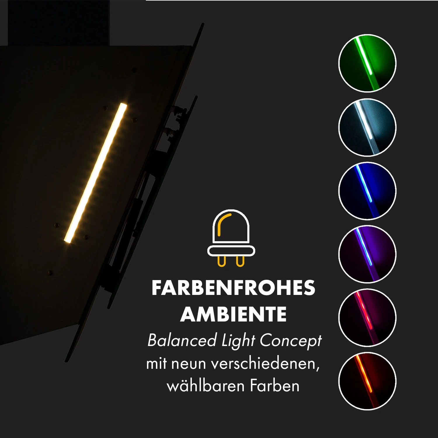 Mirage 60 Dunstabzugshaube 550 M³/h Touch-Panel Ambient EEC A++ Weiß 7 Mirage 60 Dunstabzugshaube 550 M³/h Touch-Panel Ambient EEC A++ Weiß – Bild 5