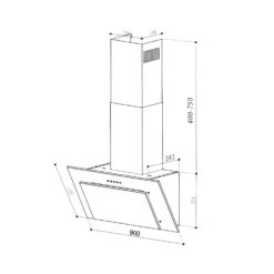 Athena 90 Dunstabzugshaube 90cm 300m³/h 69W Edelstahl 22 Athena 90 Dunstabzugshaube 90cm 300m³/h 69W Edelstahl -Klarstein 10034195 yy 0010 dimensions